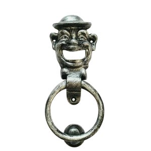 Cap Front Door Knocker Antique Silver Pewter Novelty