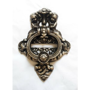 Cherubs Front Door Knocker Nickel Antique Art Deco Iron