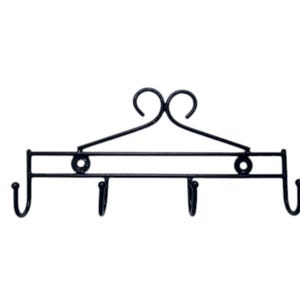 Designed 4 Rail Hook Suitable for Wall or Door Mount to hang Clothes Bags Black