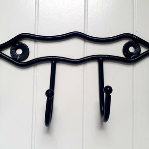 Black Iron 4-Rail Hook: Wall or Door Mount