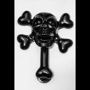 Skeleton Corrosion Head Front Door Knocker Antique Black Cast Iron Animal