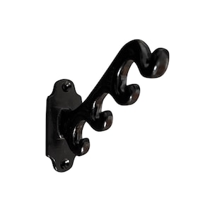 4 Coat Hooks Hanger Black Cast Iron