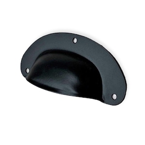 Black Cabinet Drawer Pull Cup Handle Steel 4”