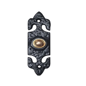Black Brass Front Door Push Bell Iron Rectangular Design