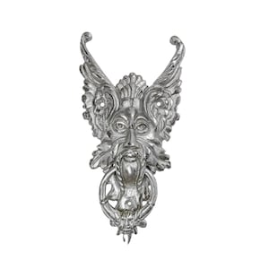 Gothic Face Front Door Knocker Nickel Iron Nickel Plated