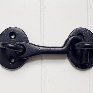 Cabin Hook and Eye Black 76mm Iron Antique