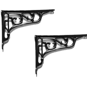 Wall Shelf Bracket Black Iron Bookshelves Industrial Pair 8&quot; x 6&quot; Pair