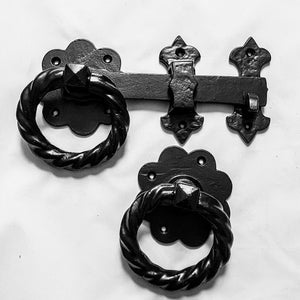 Twisted Ring Gate Latch Black Garden Heavy Duty 10" 250mm