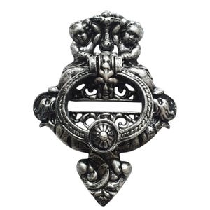Cherub Door Knocker Antique Silver Pewter Front Door Hardware Art Deco