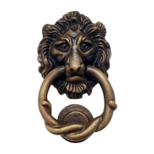 Lion Head Front Door Knocker Antique Brass Iron