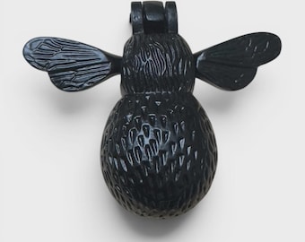 Bee Door Knocker | Hand Carved Wooden Bee | Rustic Front Door Decor | Unique Insect Door Knocker | Cottagecore Home Gift UK