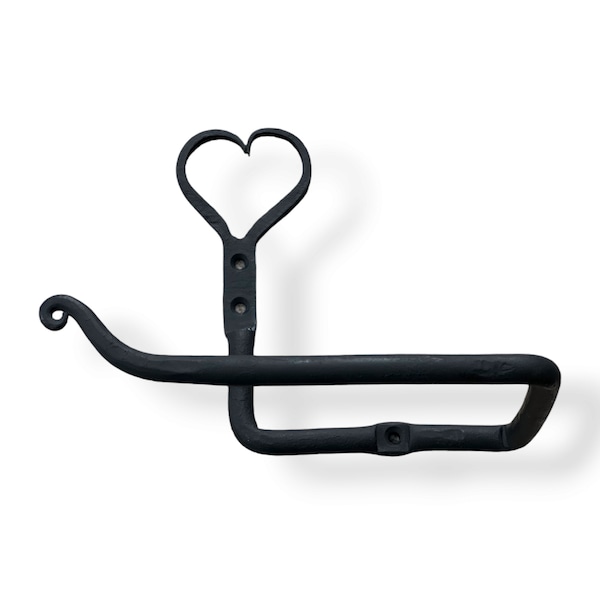 Cast Iron Wrought Handforged Love Heart Toilet Paper Holder Mstt Black Swirl Bathroom Loo Heavy Duty