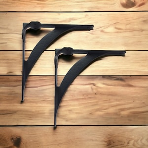 Cast Iron Wall Shelf Brackets: Antique Black Industrial Bookshelves (Pair)