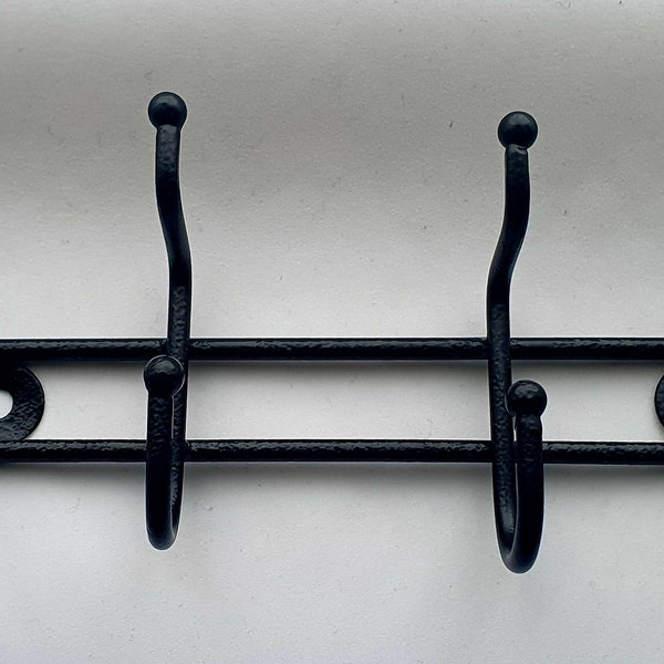 Wired Hooks 4 Black Iron Wall Door Hangers Suitable for Coats Bags Clothing