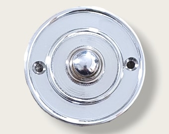 Polished Chrome Plain Push Button Front Door Bell Round