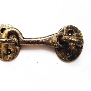 Cabin Hook and Eye Antique Brass 76mm Iron Antique