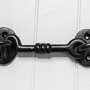 Cabin Hook and Eye Black 100mm Iron Antique Twisted