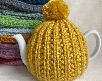 Chunky Knit Tea Cosy: Hand Knitted Teapot Cover, Fits 4-6 Cup Teapots
