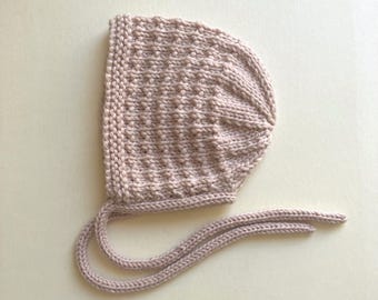 Hand Knitted Merino Wool Baby Bonnet, Various Sizes & Colours