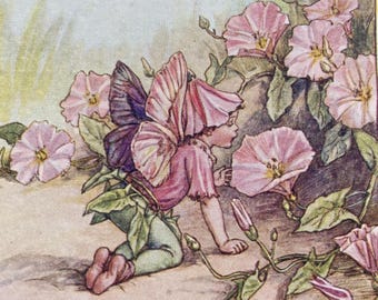 Vintage Flower Fairies Print, The Convolvulus Fairy, Original 1930s Children's Book Plate Illustration