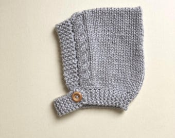 Hand Knitted Baby Pixie Hat: Cable Knit Acrylic Bonnet