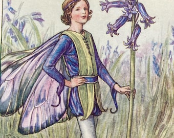 The Bluebell Fairy, Original 1930s Flower Fairies Print, Vintage Children's Book Illustration
