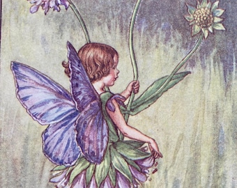 Vintage Flower Fairies Print, The Scabious Fairy, Original 1930s Children's Book Plate Illustration