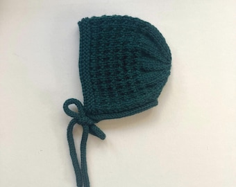Hand Knitted Merino Wool Baby Bonnet, Various Sizes & Colours