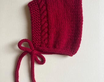 Merino Wool Baby Pixie Hat with Tie Fastening, Various Colours & Sizes