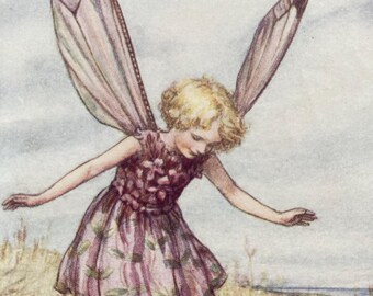 Vintage Flower Fairies Print, The Wild Thyme Fairy, Original 1930s Children's Book Plate Illustration