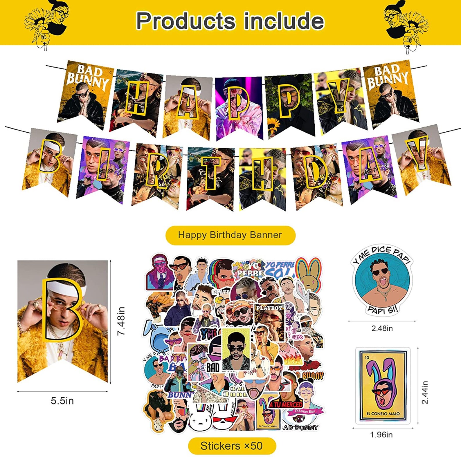 Birthday Party Supplies Bad Bunny Party Decorations 100pc Etsy