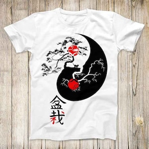 Bonsai Tree Yin Yang Japanese Top Tee Best Cute Gift Mens Women Unisex T Shirt 3058