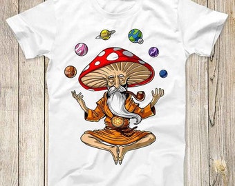 Planet Meditation Om Zen Magic Mushroom Yoga Top Tee Best Cute Gift Mens Women Unisex T Shirt 3035