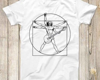 Guitar Tee Super Cool Vitruvian Guitarist Parody Electric Bass Acoustic Best Gift Unisex Top T Shirt 2691