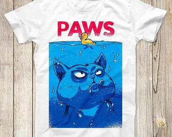Paws Jaws Cat Kitten Duck Anime Poster Parody Top Tee Best Cute Gift Men Women Unisex T Shirt 3108