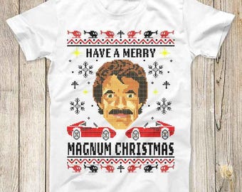 Magnum PI Christmas Tom Selleck Xmas 80s Top Tee Best Seller Birthday  Gift Men Women Unisex T Shirt 3237