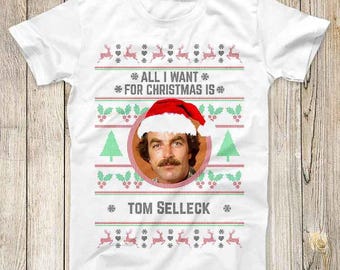 All I Want For Christmas is Tom Selleck Magnum PI 80s Top Tee Best Seller Birthday  Gift Men Women Unisex T Shirt 3204