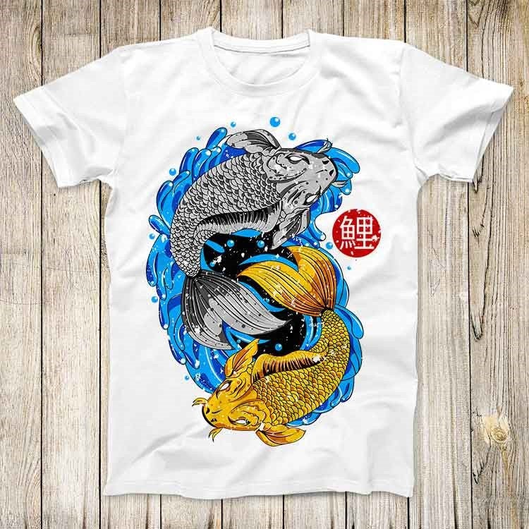Mantahan Ikan Koi Fish Animal Design Tee Cool Japan Yin Yang Top Fashion Design Best Birthday Gift Unisex T Shirt 2842