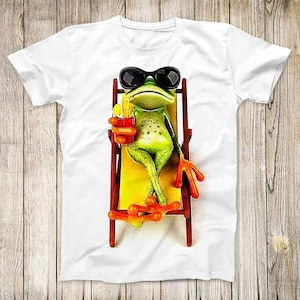 Funny Frog Cocktail Sunset Summer Lazy Sun Glasses Top Tee Best Seller Birthday  Gift Men Women Unisex T Shirt 3197