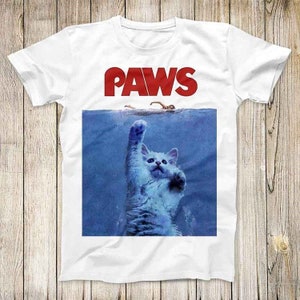 Paws Shark Funny Tee Jaws Parody Animal Design Movie Super Cool Top Present Vintage Fashion T Shirt 2676