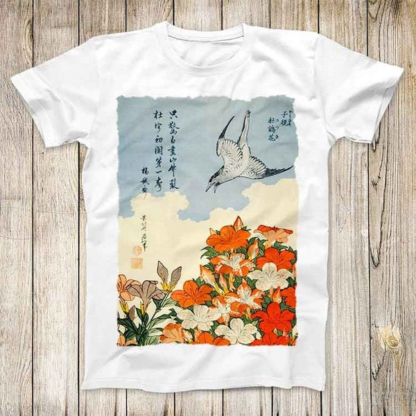 Katsushika Hokusai Cuckoo & Azaleas Painting Design Tee Japan Art Fashion Cool Gift Men Women Top T Shirt 2784