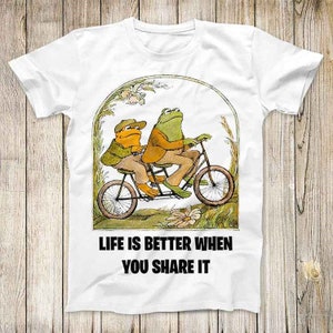 フロッグスター 人生はシェアするともっと良くなる トップTシャツ 最高のかわいいギフト メンズ レディース ユニセックス Tシャツ 3090