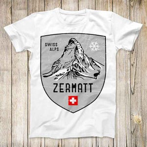 Swiss Alps Ski Zermatt Valais Switzerland Snow Sports Top Tee Best Seller Birthday  Gift Men Women Unisex T Shirt 3256
