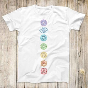 7 Chakra Tee Spiritual Meditation Top Super Cool Unisex Yoga Consicious India Goa Esoteric Trippy Zen Om Design Best Gift T Shirt 2703