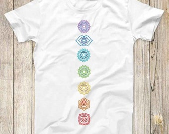 7 Chakra Tee Spiritual Meditation Top Super Cool Unisex Yoga Consicious India Goa Esoteric Trippy Zen Om Design Best Gift T Shirt 2703