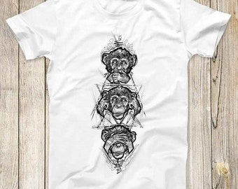 Three Wise Monkeys Super Cool Tee Design Drei Affen Nichts Sehen Horen Sagen Top Best Gift Unisex T Shirt 2734