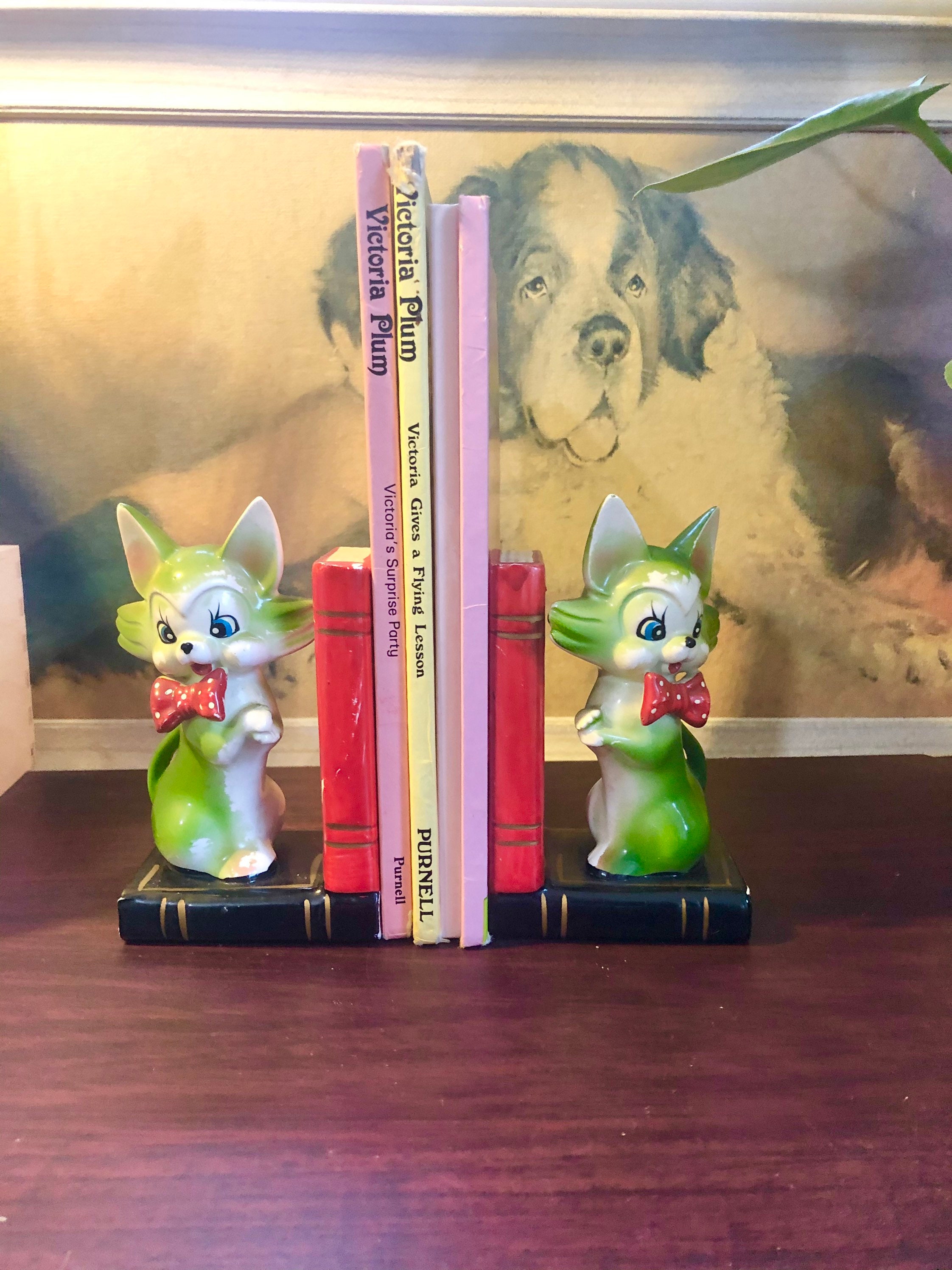 Vintage retro kitsch cat bookends arnart Lefton Super cute Etsy