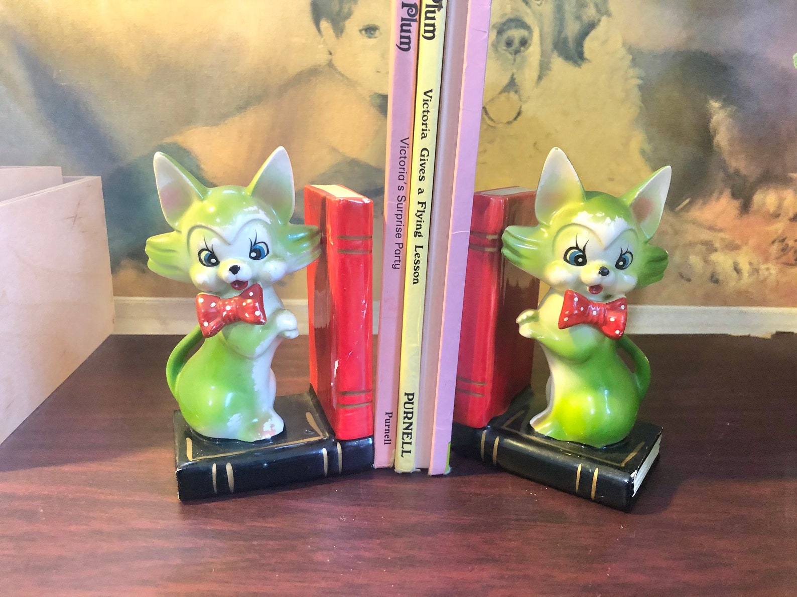 Vintage retro kitsch cat bookends arnart Lefton Super cute Etsy