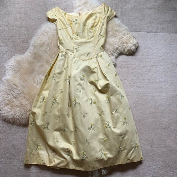 Emma Domb Vintage 1950s Embroidered Ball Gown
