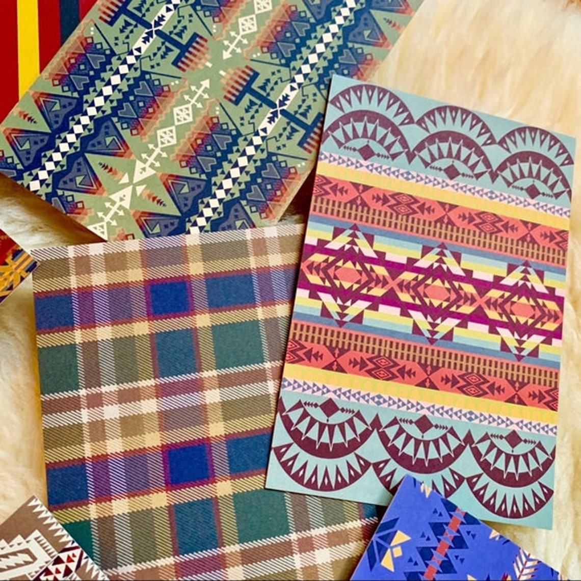 New Pendleton Wool Traditional Patterns Postcards Stationary Etsy